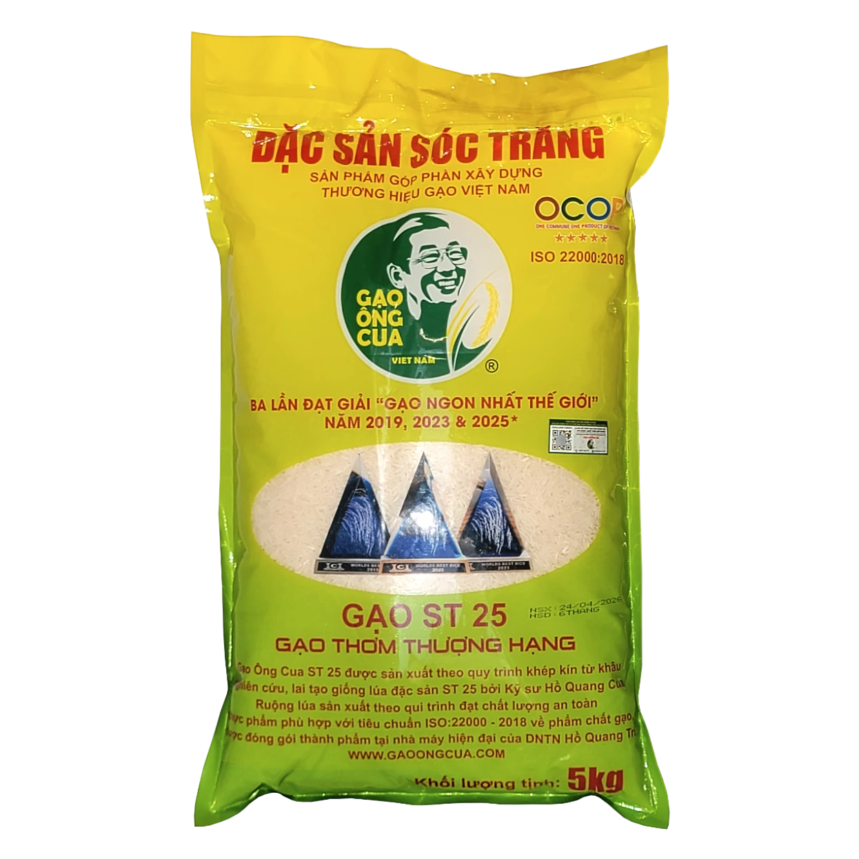 Gạo ST25 Ông Cua túi 5kg - Mẫu 2026